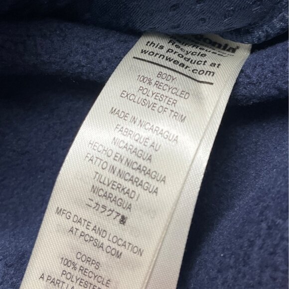 Patagonia Mens Navy Blue Fleece Full-Zip Jacket Polartec Trim-Fit Sz L - Picture 9 of 10